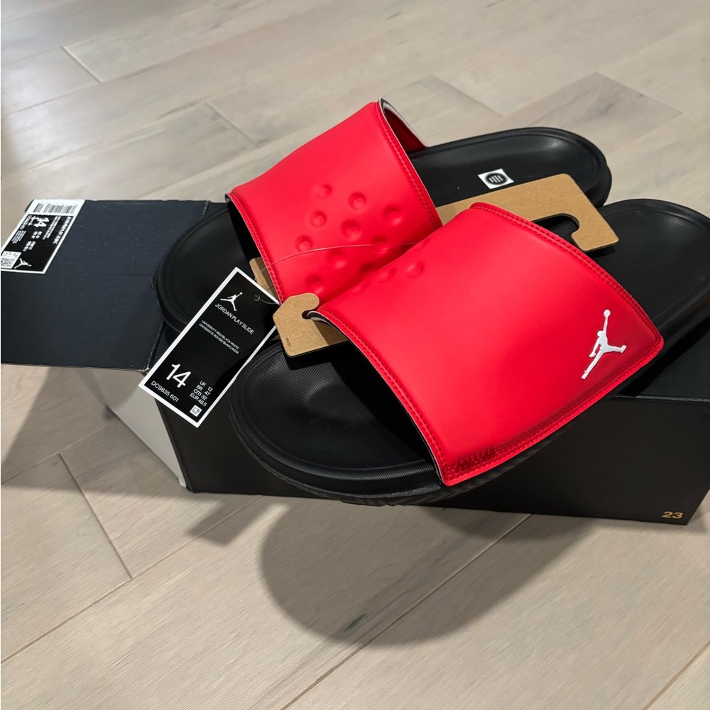 Jordan Red and Black Slide Sandals